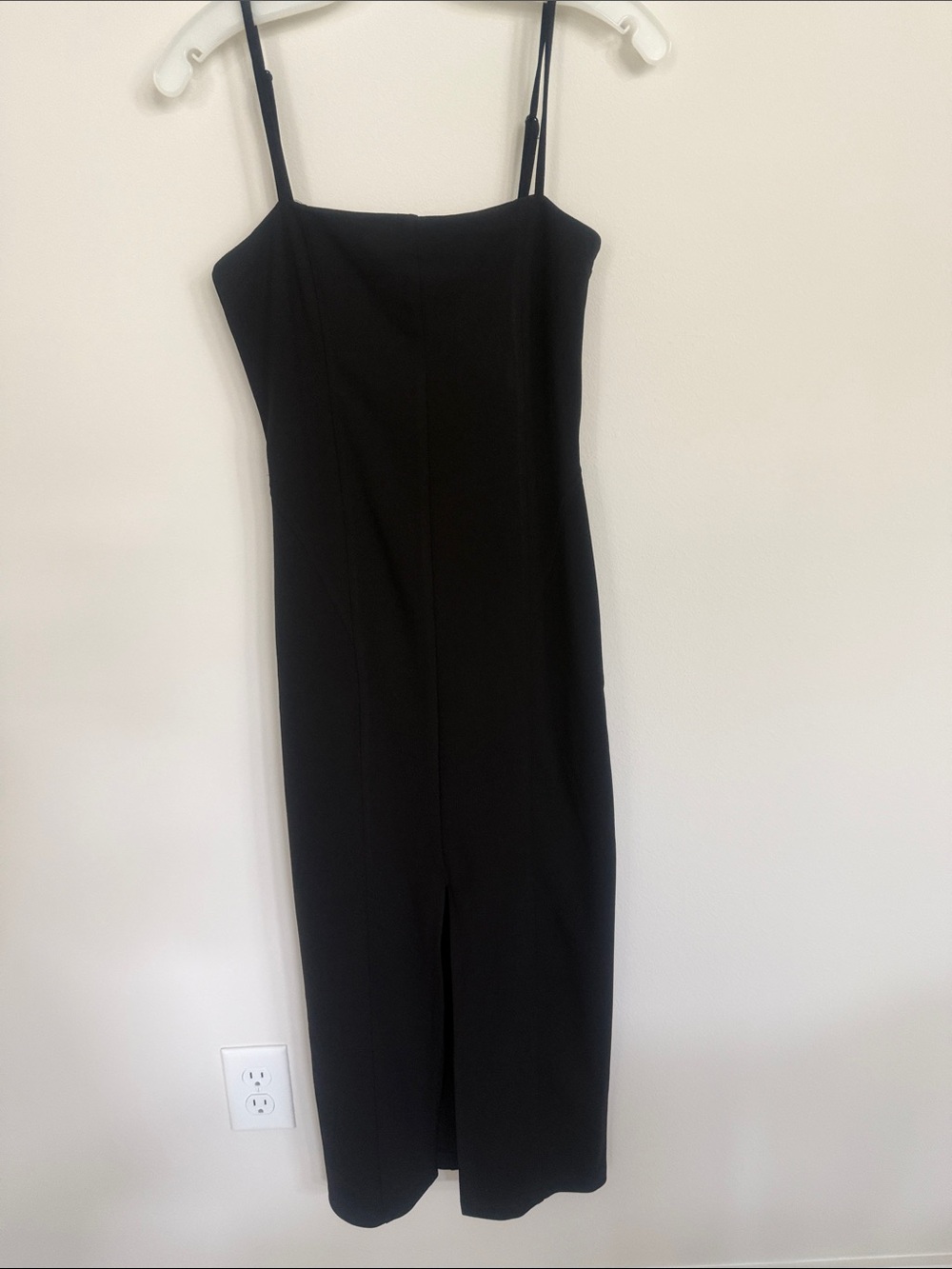 Wayf Black fitted dress with a slit in front
